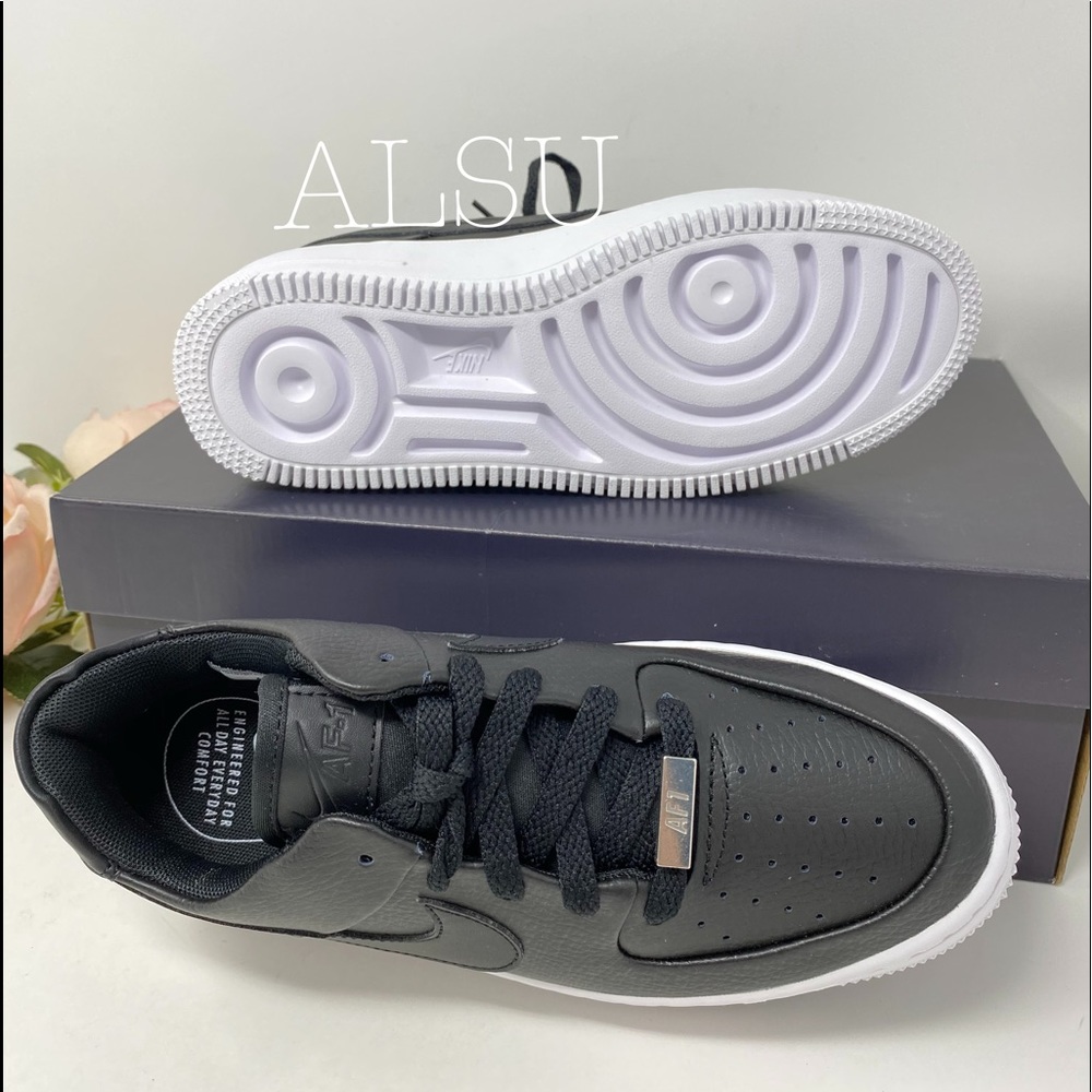 Nike Air Force 1 Sage Low Black Leather W AUTHENT - Picture 7 of 8